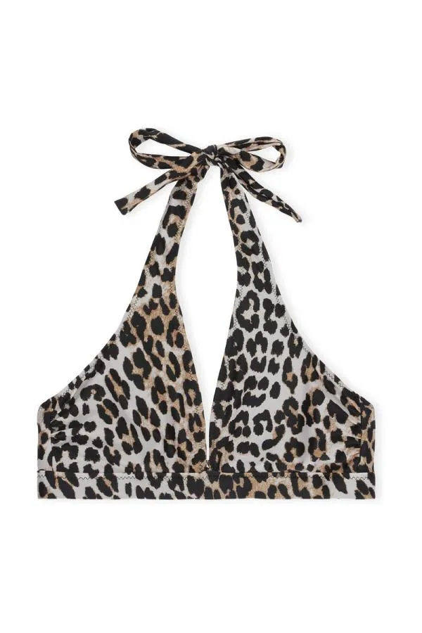 Clothing GANNI Leopard Print Halter Bikini Top Leopard