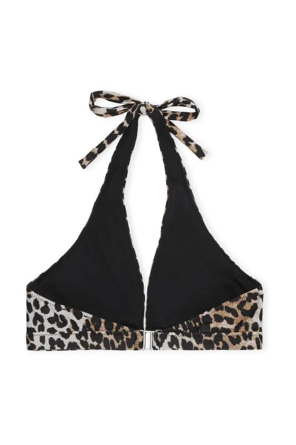 Clothing GANNI Leopard Print Halter Bikini Top Leopard