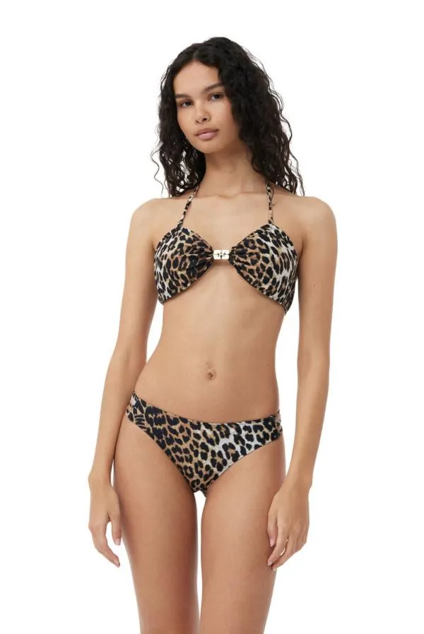 Clothing GANNI Leopard Print Recycled Leopard Bandeau Bikini Top Almond Milk Clothing GANNI Leopard Print Recycled Leopard Bandeau Bikini Top Almond Milk