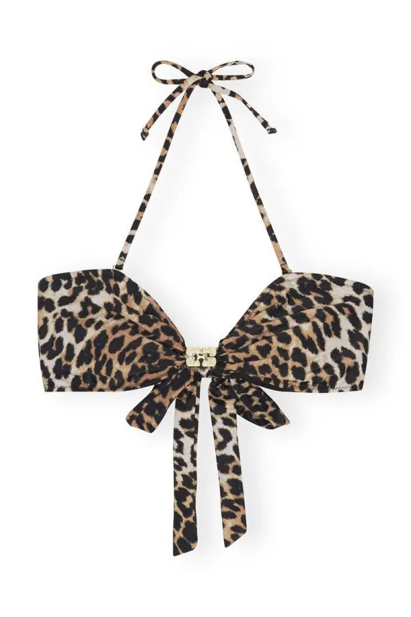 Clothing GANNI Leopard Print Recycled Leopard Bandeau Bikini Top Almond Milk Clothing GANNI Leopard Print Recycled Leopard Bandeau Bikini Top Almond Milk