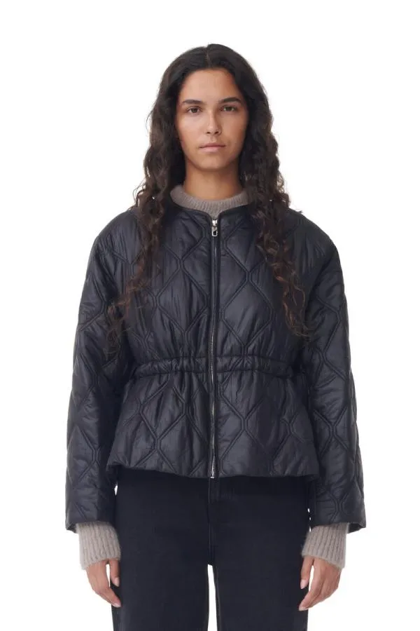 Clothing GANNI Outerwear Black Shiny Quilt Jacket Black