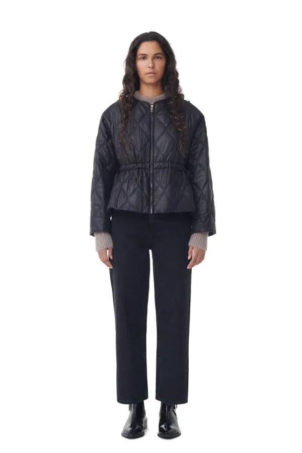 Clothing GANNI Outerwear Black Shiny Quilt Jacket Black