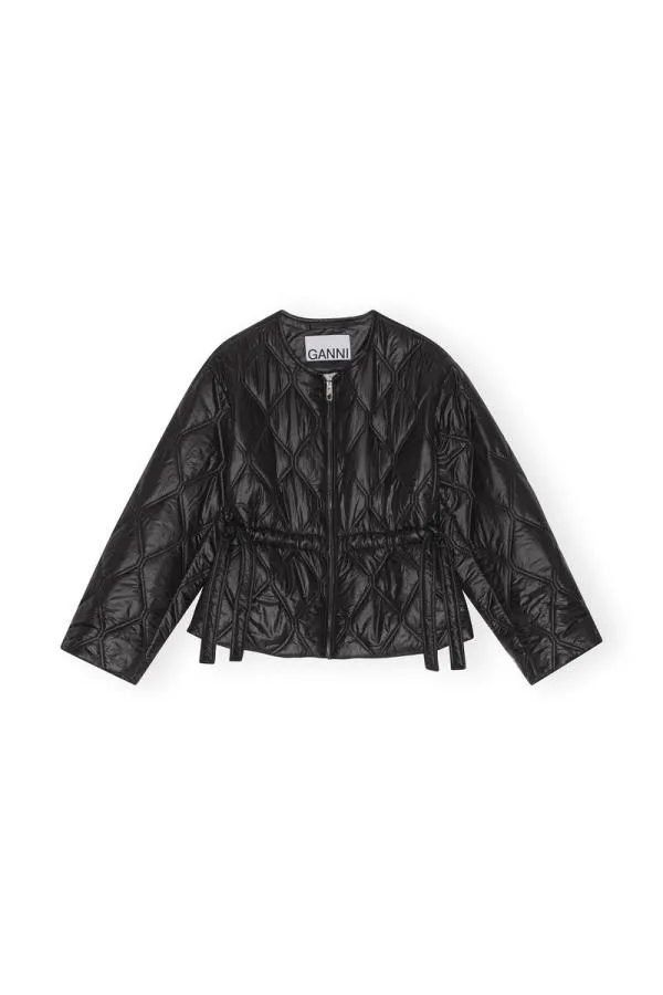 Clothing GANNI Outerwear Black Shiny Quilt Jacket Black