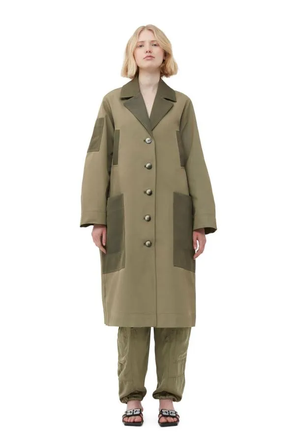 Clothing GANNI Outerwear Heavy Twill Coat Aloe