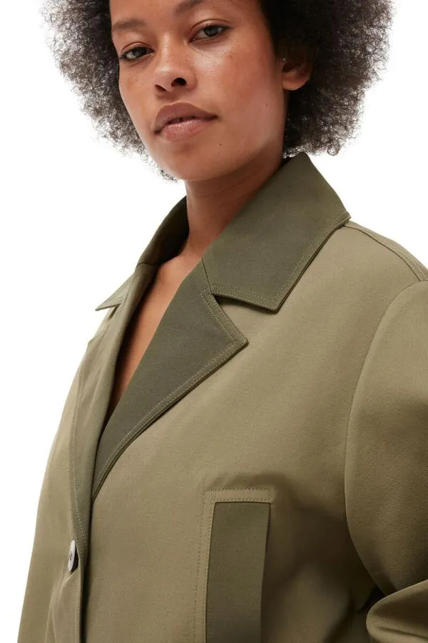 Clothing GANNI Outerwear Heavy Twill Coat Aloe