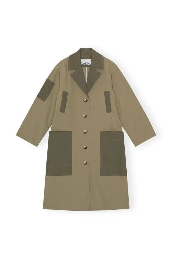 Clothing GANNI Outerwear Heavy Twill Coat Aloe