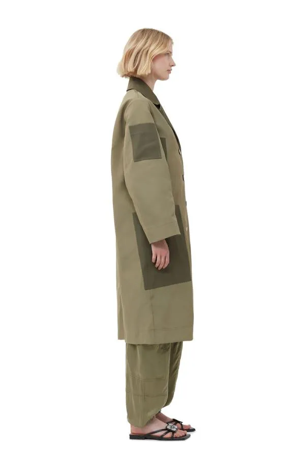 Clothing GANNI Outerwear Heavy Twill Coat Aloe