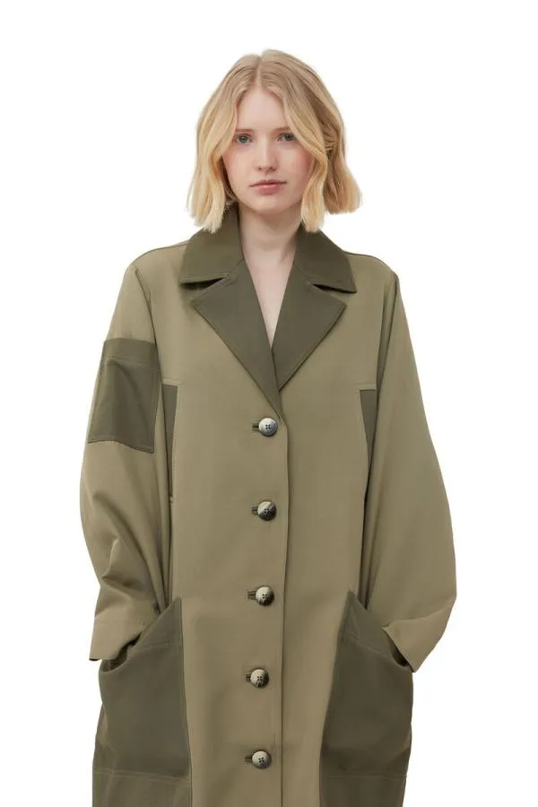 Clothing GANNI Outerwear Heavy Twill Coat Aloe