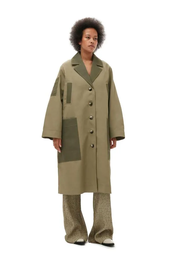 Clothing GANNI Outerwear Heavy Twill Coat Aloe