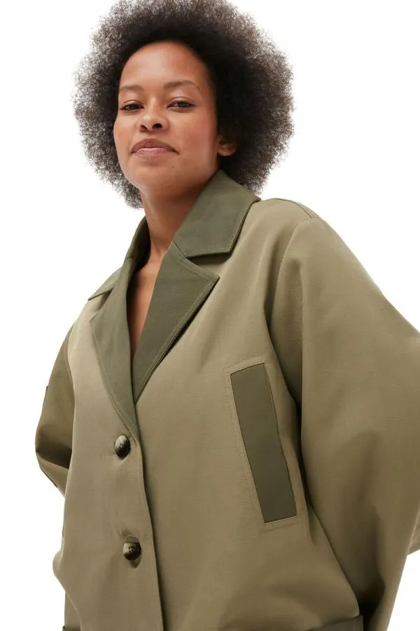 Clothing GANNI Outerwear Heavy Twill Coat Aloe