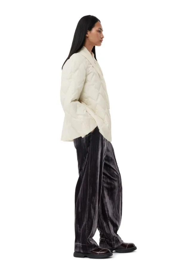 Clothing GANNI Outerwear White Ripstop Quilt Jacket Egret Clothing GANNI Outerwear White Ripstop Quilt Jacket Egret