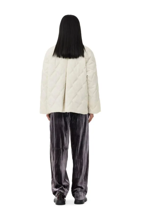 Clothing GANNI Outerwear White Ripstop Quilt Jacket Egret Clothing GANNI Outerwear White Ripstop Quilt Jacket Egret