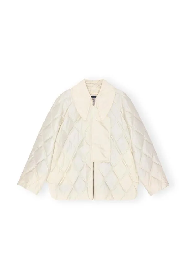 Clothing GANNI Outerwear White Ripstop Quilt Jacket Egret Clothing GANNI Outerwear White Ripstop Quilt Jacket Egret