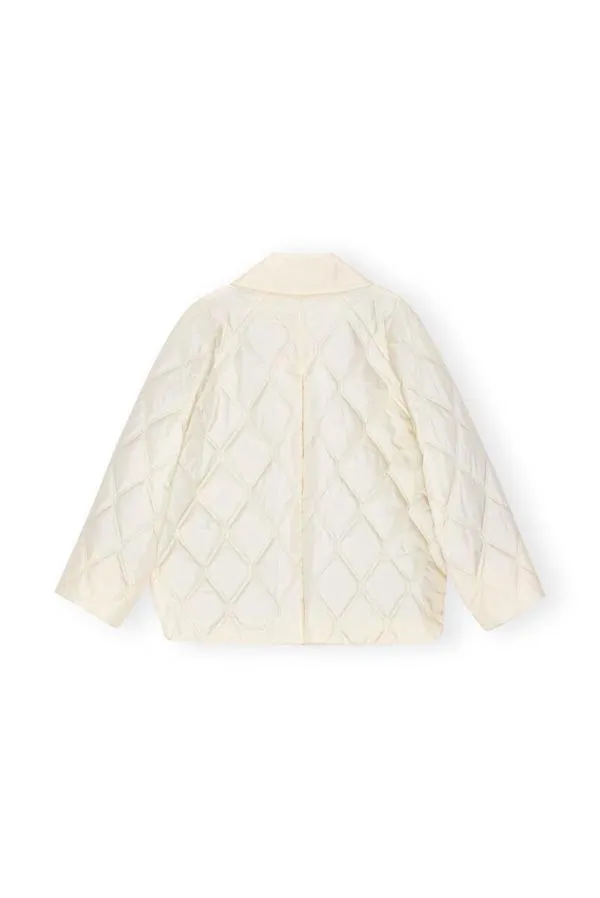 Clothing GANNI Outerwear White Ripstop Quilt Jacket Egret Clothing GANNI Outerwear White Ripstop Quilt Jacket Egret