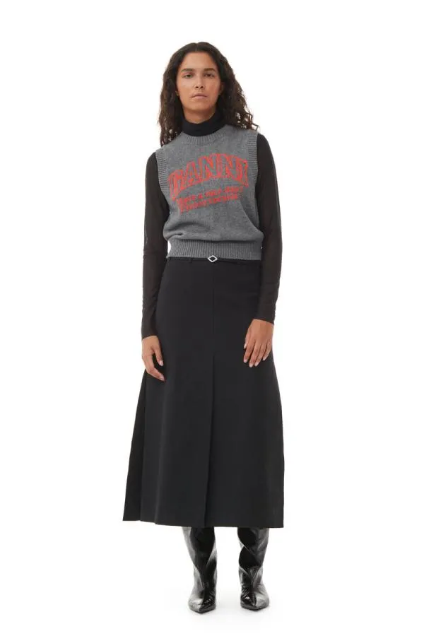 Clothing GANNI Skirts Black Cotton Suiting Maxi Slit Skirt Black