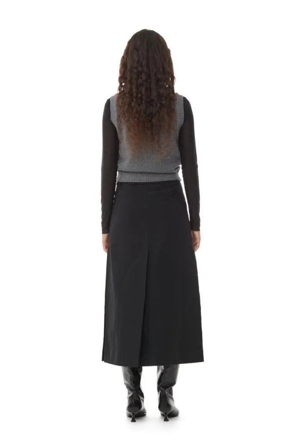 Clothing GANNI Skirts Black Cotton Suiting Maxi Slit Skirt Black Clothing GANNI Skirts Black Cotton Suiting Maxi Slit Skirt Black