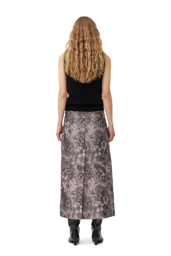 Clothing GANNI Skirts Rippled Jacquard Long Slit Skirt Black Lotus Clothing GANNI Skirts Rippled Jacquard Long Slit Skirt Black Lotus