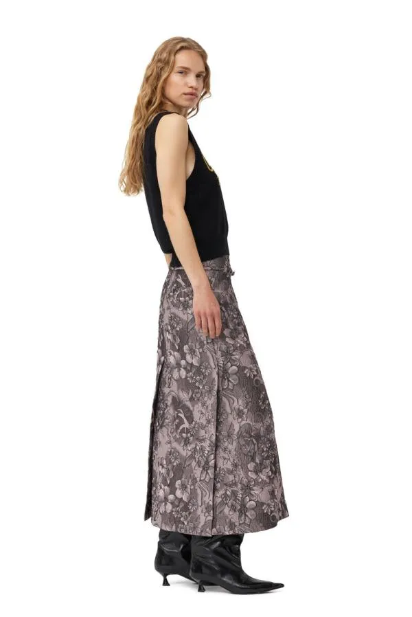 Clothing GANNI Skirts Rippled Jacquard Long Slit Skirt Black Lotus Clothing GANNI Skirts Rippled Jacquard Long Slit Skirt Black Lotus