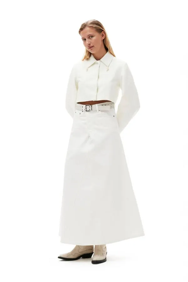 Clothing GANNI Skirts White Denim Double Fly Maxi Skirt Bright White