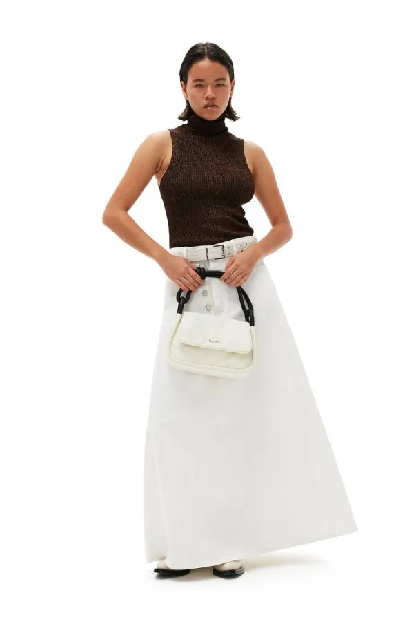 Clothing GANNI Skirts White Denim Double Fly Maxi Skirt Bright White Clothing GANNI Skirts White Denim Double Fly Maxi Skirt Bright White