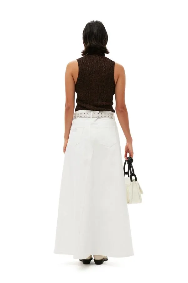 Clothing GANNI Skirts White Denim Double Fly Maxi Skirt Bright White Clothing GANNI Skirts White Denim Double Fly Maxi Skirt Bright White