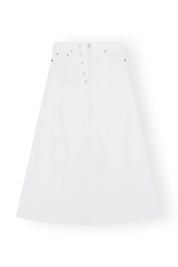 Clothing GANNI Skirts White Denim Double Fly Maxi Skirt Bright White Clothing GANNI Skirts White Denim Double Fly Maxi Skirt Bright White