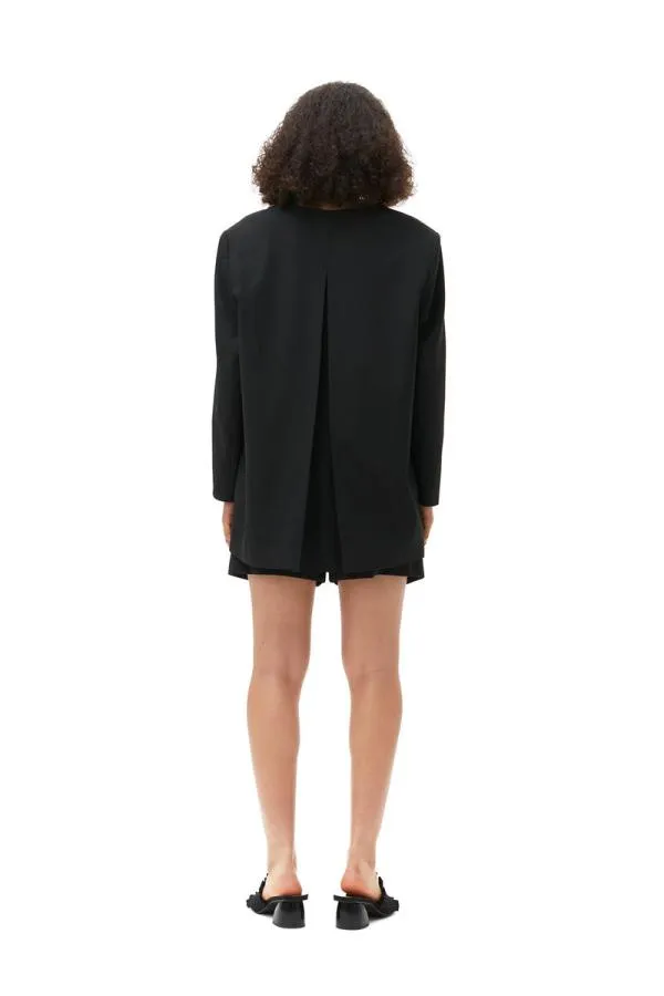 Clothing GANNI Suiting Oversized Drapey Melange Blazer Black