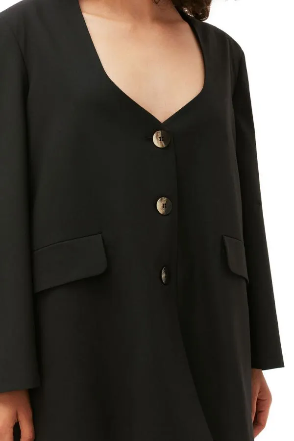 Clothing GANNI Suiting Oversized Drapey Melange Blazer Black
