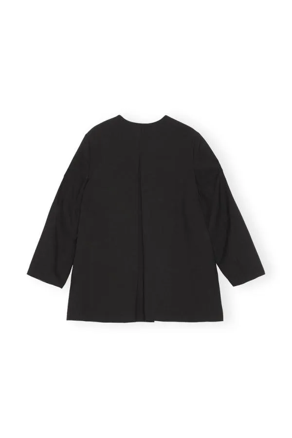 Clothing GANNI Suiting Oversized Drapey Melange Blazer Black