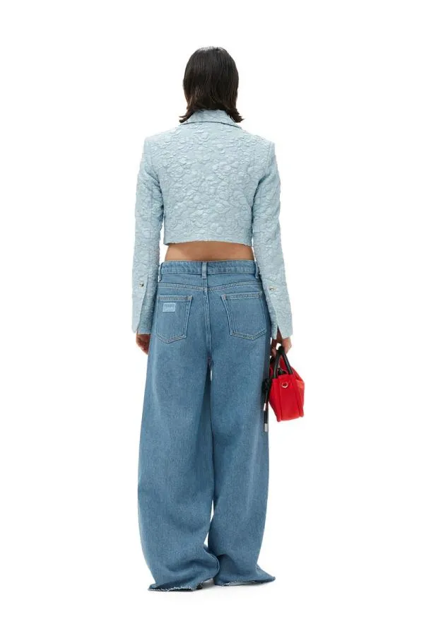 Clothing GANNI Suiting Stretch Jacquard Cropped Blazer Sky Blue