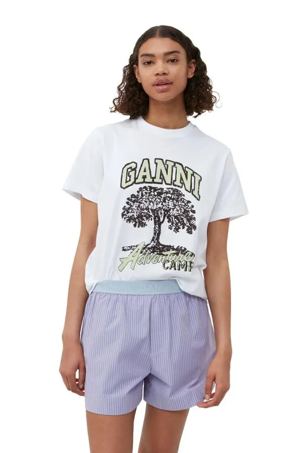 Clothing GANNI TShirts Basic Jersey Camp Tree Tshirt Bright White Clothing GANNI TShirts Basic Jersey Camp Tree Tshirt Bright White