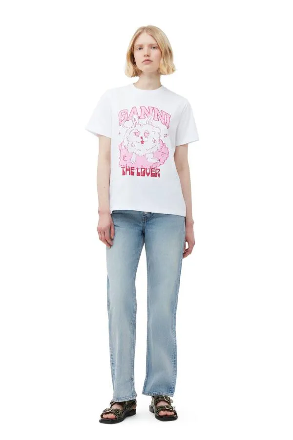 Clothing GANNI TShirts Relaxed Love Bunny Tshirt Bright White