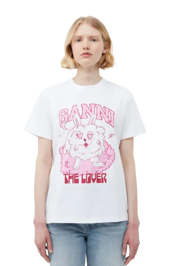Clothing GANNI TShirts Relaxed Love Bunny Tshirt Bright White Clothing GANNI TShirts Relaxed Love Bunny Tshirt Bright White