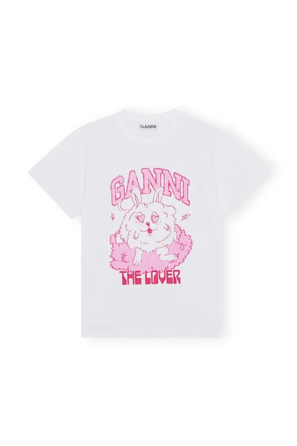 Clothing GANNI TShirts Relaxed Love Bunny Tshirt Bright White Clothing GANNI TShirts Relaxed Love Bunny Tshirt Bright White