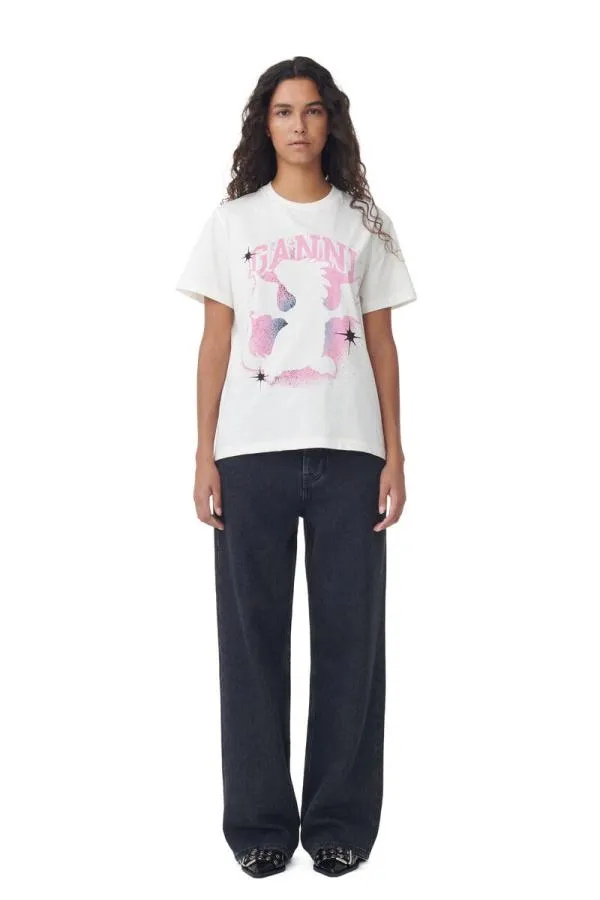 Clothing GANNI TShirts White Relaxed Dragon Tshirt Egret