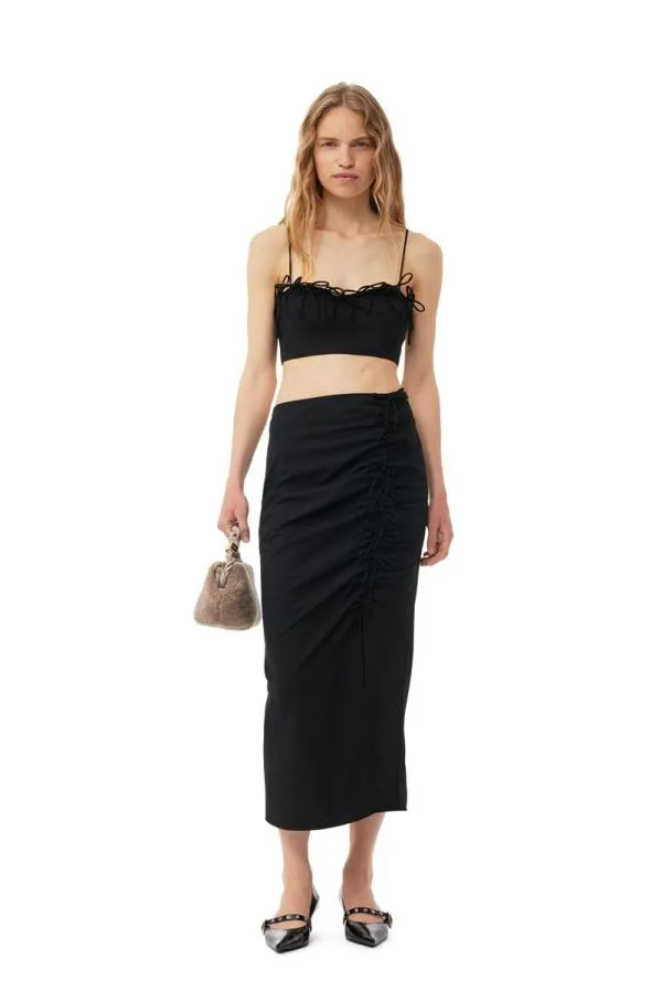 Clothing GANNI Tops Black Drapey Melange Sleeveless Top Black