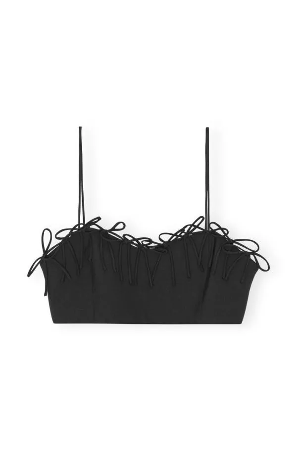 Clothing GANNI Tops Black Drapey Melange Sleeveless Top Black