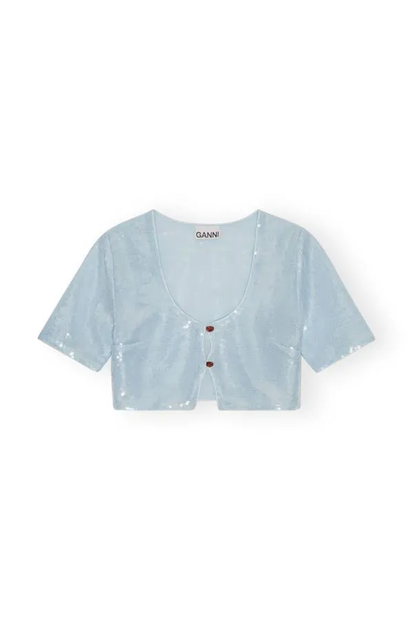 Clothing GANNI Tops Light Sequins Blouse Ice Water Clothing GANNI Tops Light Sequins Blouse Ice Water