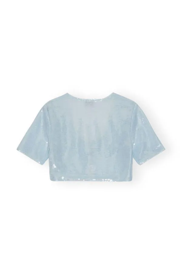 Clothing GANNI Tops Light Sequins Blouse Ice Water Clothing GANNI Tops Light Sequins Blouse Ice Water