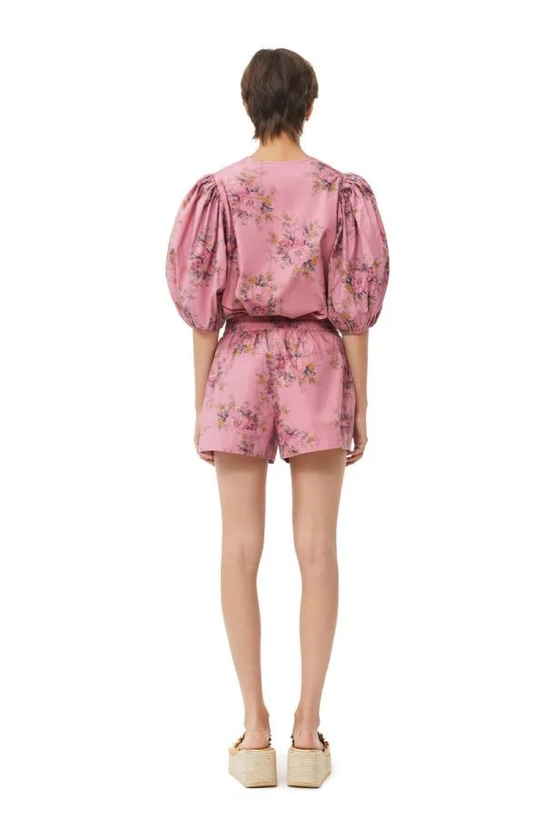 Clothing GANNI Tops Printed Cotton Vneck Blouse Orchid Smoke Clothing GANNI Tops Printed Cotton Vneck Blouse Orchid Smoke