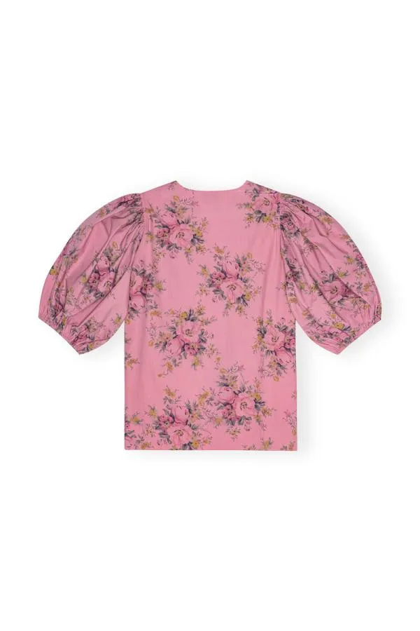 Clothing GANNI Tops Printed Cotton Vneck Blouse Orchid Smoke Clothing GANNI Tops Printed Cotton Vneck Blouse Orchid Smoke