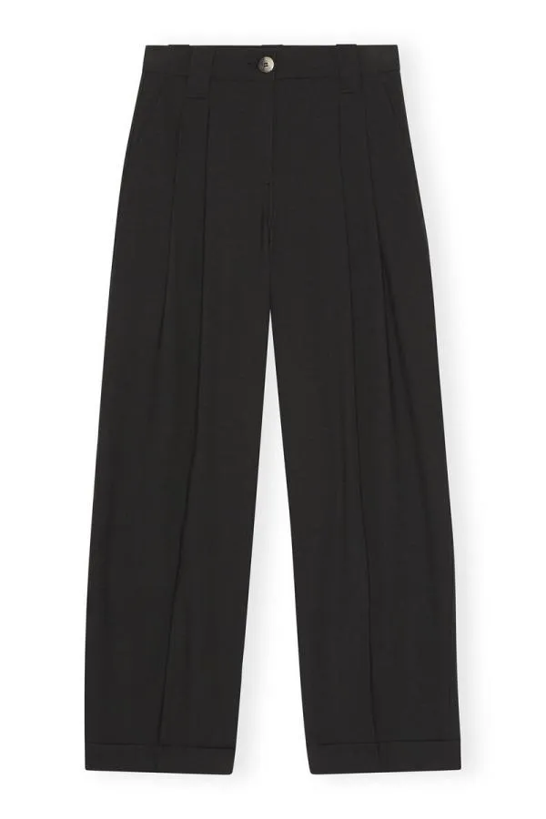 Clothing GANNI Trousers Black Drapey Melange Pleat Trousers Black Clothing GANNI Trousers Black Drapey Melange Pleat Trousers Black