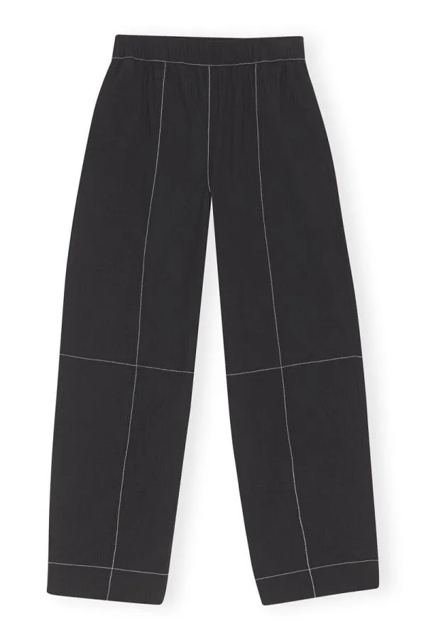 Clothing GANNI Trousers Cotton Crepe Curve Trousers Black Clothing GANNI Trousers Cotton Crepe Curve Trousers Black