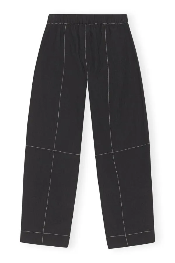 Clothing GANNI Trousers Cotton Crepe Curve Trousers Black Clothing GANNI Trousers Cotton Crepe Curve Trousers Black