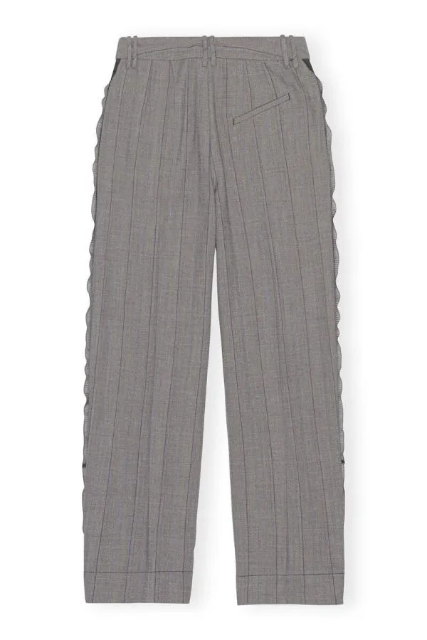 Clothing GANNI Trousers Grey Herringbone Suiting Pleated Trousers Frost Gray Clothing GANNI Trousers Grey Herringbone Suiting Pleated Trousers Frost Gray