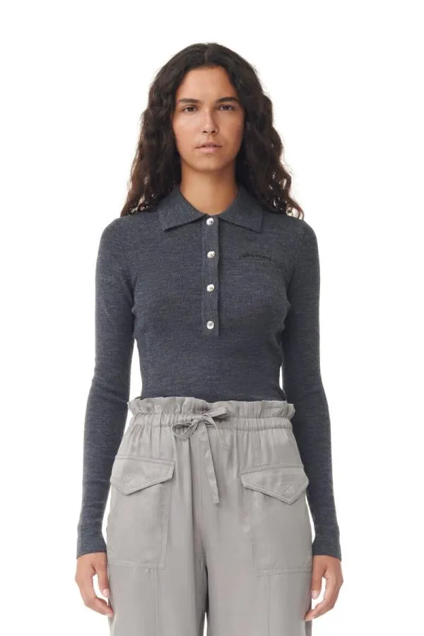 Clothing GANNI Trousers Grey Washed Satin Trousers Frost Gray