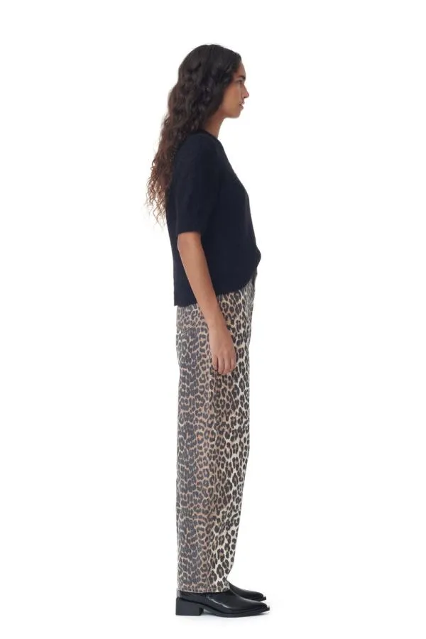 Clothing GANNI Trousers Leopard Denim Stary Leopard
