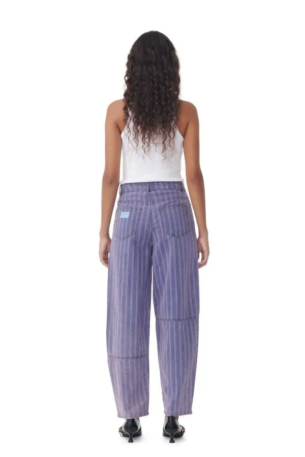 Clothing GANNI Trousers Purple Striped Stary Jeans Mid Blue Stone