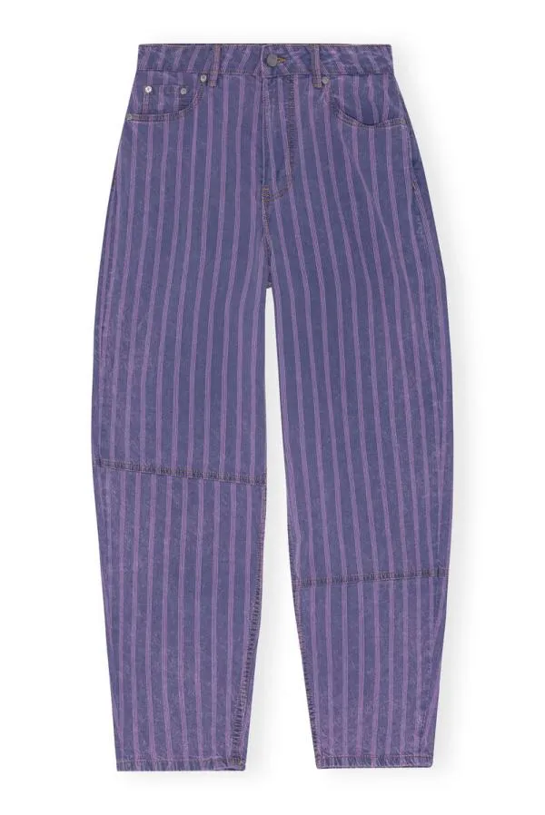 Clothing GANNI Trousers Purple Striped Stary Jeans Mid Blue Stone