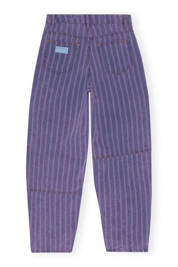 Clothing GANNI Trousers Purple Striped Stary Jeans Mid Blue Stone